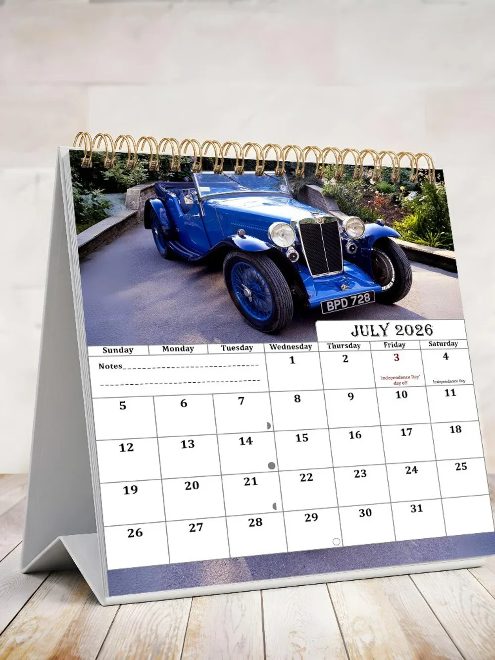 2026-2027 18 Months Standing Flip Desk Calendar Desktop Planner (Classic Cars)